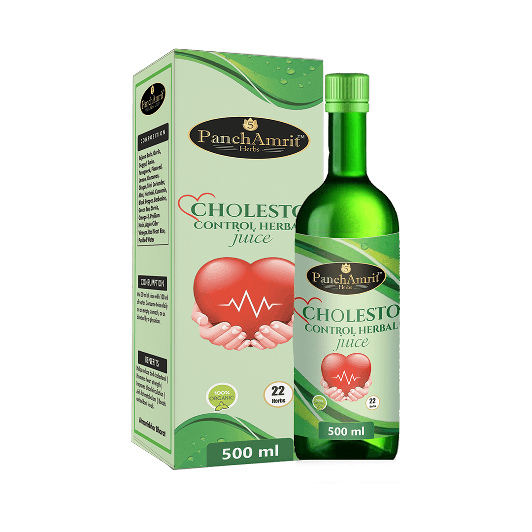 PanchAmrit Cholesto Control Herbal Juice – Ayurvedic Cholesterol & Heart Health Support | 22 Herbs, 500 ml - PANCHAMRIT HERBS