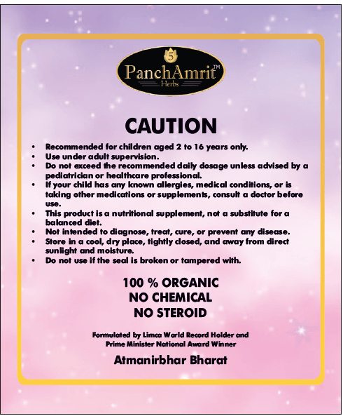 PanchAmrit Kiddyum Brain Booster Powder – Chocolate Flavour | Brain & Memory Support for Kids 2–16 Years | 24 Herbs, 100% Organic, 200g - PANCHAMRIT HERBS