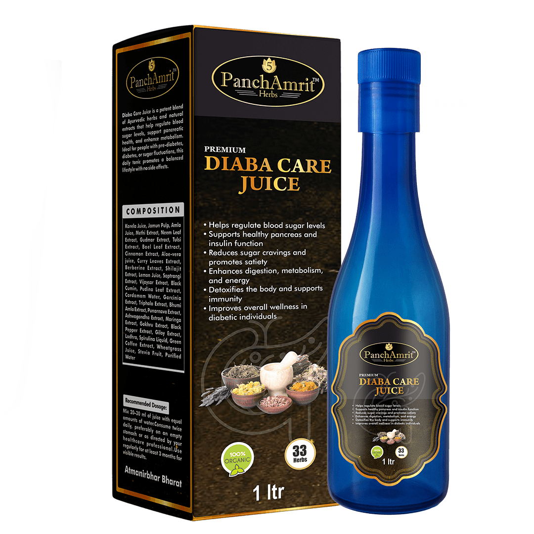 PanchAmrit Premium Diaba Care Juice – Herbal Blood Sugar Regulator & Metabolic Health Tonic | 33 Herbs, 1 Litre, 100% Organic - PANCHAMRIT HERBS