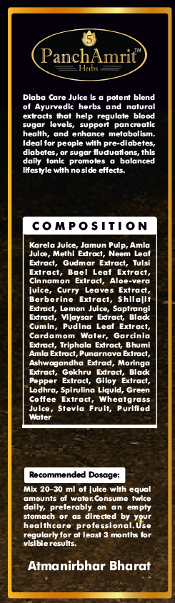 PanchAmrit Premium Diaba Care Juice – Herbal Blood Sugar Regulator & Metabolic Health Tonic | 33 Herbs, 1 Litre, 100% Organic - PANCHAMRIT HERBS