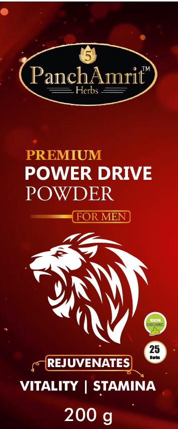 PanchAmrit Premium Power Drive Powder for Men – Ayurvedic Stamina, Vitality & Energy Booster | 25 Herbs, 200g Powder - PANCHAMRIT HERBS